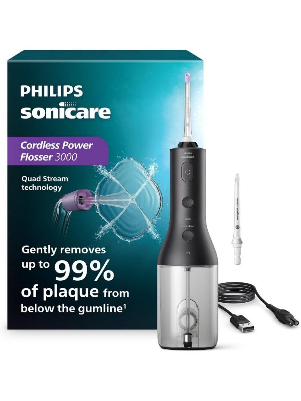 Cordless Water Flosser with 2 Nozzles, Rechargeable Oral Care Tool for Healthy